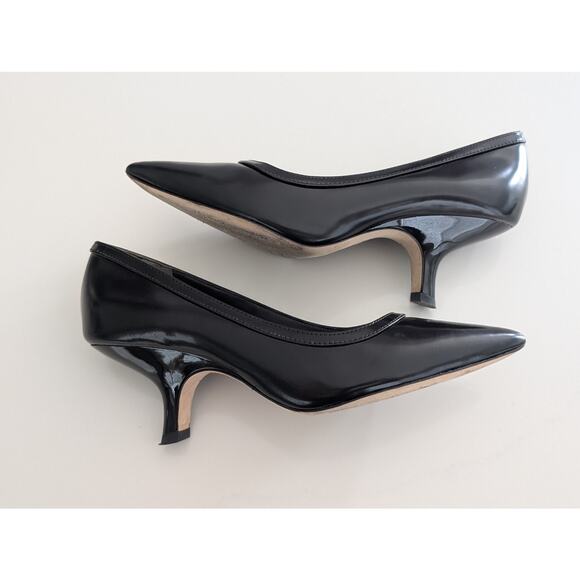 Women's Tory Burch Leather Kitten Heels Angle Pumps Black US Size 6.5 M - Picture 4 of 10